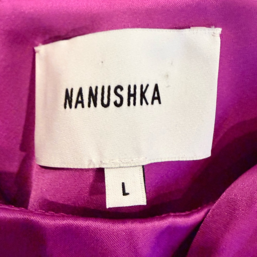 Nanushka Satin Knot-Waist Midi Dress in Fuchsia - Picture 13 of 13